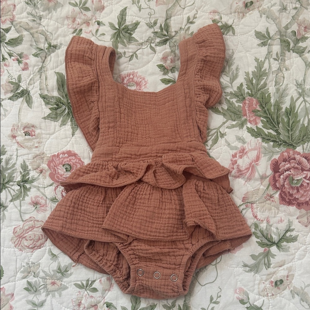Ruffled Rust Baby Romper